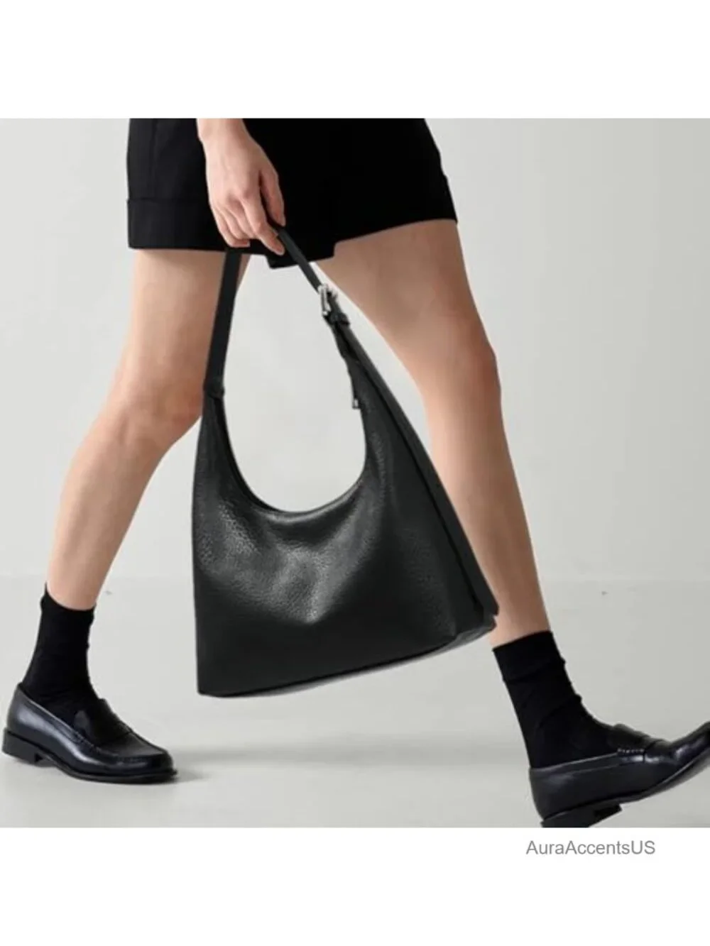 Crescent Tote Bag Women Vegan Leather Zipper Shoulder Purse Hobo